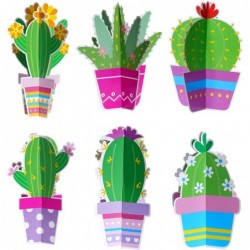 12 Set Cactus Paper Party Decorations Kit 6 Style Cactus Table Centerpieces Cactus Paper Cutouts for Fiesta Birthday Baby Sho...