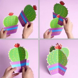 12 Set Cactus Paper Party Decorations Kit 6 Style Cactus Table Centerpieces Cactus Paper Cutouts for Fiesta Birthday Baby Sho...