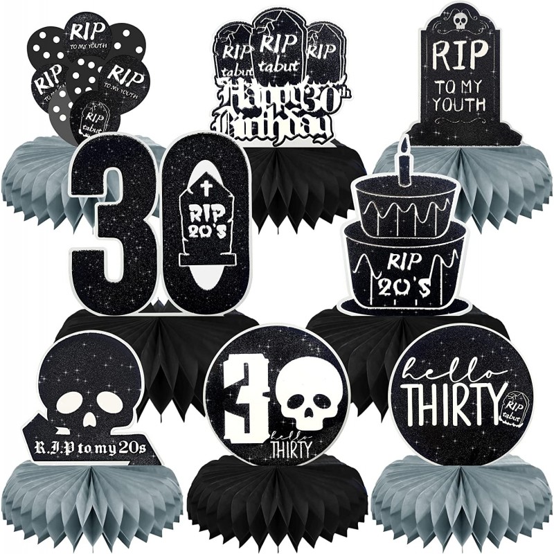 30th Birthday Decorations | Death To My 20s Honeycomb Centerpieces Glitter Black | Rip To My 20s Birthday Decorations Funeral...