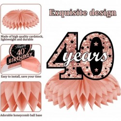 Rose Gold 40th Birthday Decorations Women Table Honeycomb Centerpiece Happy 40 Birthday Table Topper Sign Party Supplies Fort...