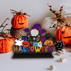 3 Pieces Happy Halloween Table Decoration Pumpkin Table Centerpiece Boo Sign Wooden Candy Day for Halloween Party Dinner Coff...