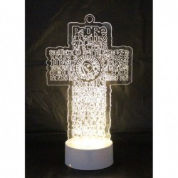 6 LED Multi Color Guardian Jesus Guadalupe JHS Cup Cross Stand Laser Baptism Centerpiece First Communion Quincea?era Children...