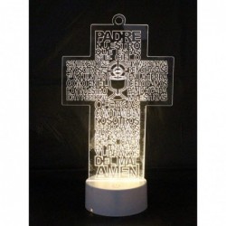 6 LED Multi Color Guardian Jesus Guadalupe JHS Cup Cross Stand Laser Baptism Centerpiece First Communion Quincea?era Children...