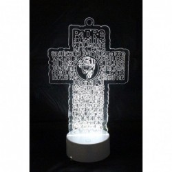 6 LED Multi Color Guardian Jesus Guadalupe JHS Cup Cross Stand Laser Baptism Centerpiece First Communion Quincea?era Children...