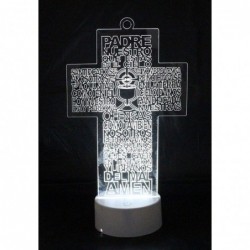 6 LED Multi Color Guardian Jesus Guadalupe JHS Cup Cross Stand Laser Baptism Centerpiece First Communion Quincea?era Children...