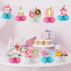 9pcs Donut 1st Birthday Party Decorations Table Honeycomb Centerpieces Donut First Birthday Theme Table Party Supplies Doughn...