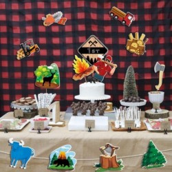 Lumberjack Party Supplies Baby Shower Birthday Decorations Buffalo Table Topper Centerpieces for Logging Theme Birthday Party...