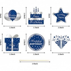 36Pcs Happy Birthday Cake Toppers Decorations for Men Boys Blue Silver Birthday Cupcake Topper Sign Decor 10th 13th 16th 18th...