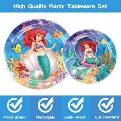 Mermaid Princess Birthday Party Decorations for Girls 82 Pcs Mermaid Party Supplies Tableware Set with Mermaid Tablecloths Pa...