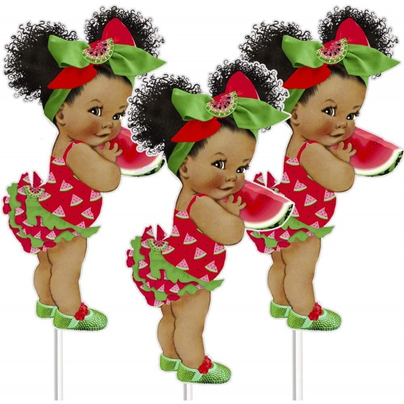 Watermelon Theme Birthday Centerpieces Little African American Girl Table Decoration $43.33 Kids' Party Centerpieces