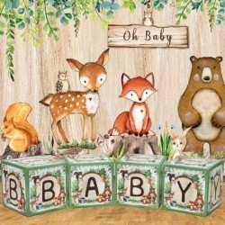 Woodland Baby Shower Decorations Boxes for Boy Girl 4Pcs Sage Green BABY Blocks with Letters for Neutral Gender Reveal Party ...