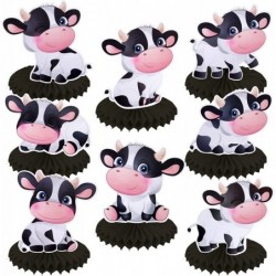 Cow Birthday Party Decoration Cow Theme Birthday Banner Table Honeycomb Centerpieces Cow Print Tablecloth for Farm Barnyard B...