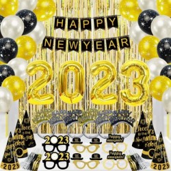 New Years Eve Party Supplies 2023 - Happy New Year Decorations Kit - Includes Banner Hats Glasses Tiaras Balloons Squawkers a...