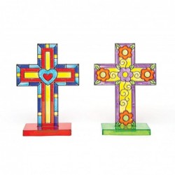 Baker Ross-AG321 Cross Stand-up Suncatchers for Children to Colour-In Decorate and Personalise Easter Christian Crafts (Pack ...