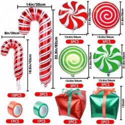 30Pcs Christmas Balloons Decoration Set Candy Cane Gift Box Mylar Foil Balloons for Christmas New Year Candies Xmas Theme Par...