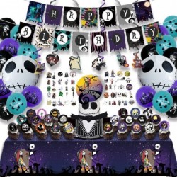 Birthday Party Decorations - Nightmare Before Christmas Party Supplies 104Pcs Included Birthday Banner Tablecloth Cake Topper...