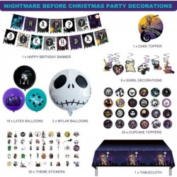 Birthday Party Decorations - Nightmare Before Christmas Party Supplies 104Pcs Included Birthday Banner Tablecloth Cake Topper...