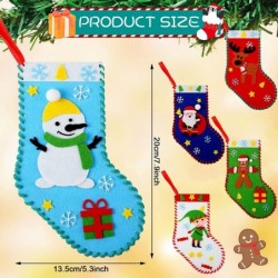 10 Pieces Felt Christmas Craft DIY Christmas Felt Stockings with Ornaments Handmade Sewing Sock Kits for Kids Christmas Prese...