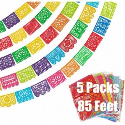 5 Packs 85 Ft Mexican Party Banners Large Plastic Papel Picado Banner Mexican Themed Party Decorations For Cino de Mayo Fiest...