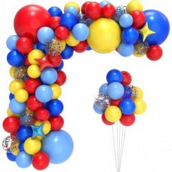 Carnival Circus Balloon Arch and Garland Kit with 117pcs Red Blue Yellow Rainbow Latex Confetti Balloons Garland and Star Foi...