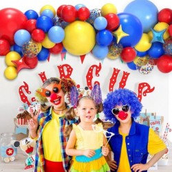 Carnival Circus Balloon Arch and Garland Kit with 117pcs Red Blue Yellow Rainbow Latex Confetti Balloons Garland and Star Foi...