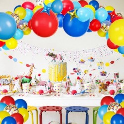 Carnival Circus Balloon Arch and Garland Kit with 117pcs Red Blue Yellow Rainbow Latex Confetti Balloons Garland and Star Foi...