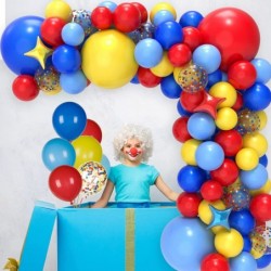 Carnival Circus Balloon Arch and Garland Kit with 117pcs Red Blue Yellow Rainbow Latex Confetti Balloons Garland and Star Foi...