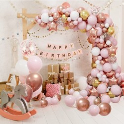 140pcs Rose Gold Balloon Garland Arch Kit with Pink Gold White Balloons for Gradution Birthday Party Baby Shower Wedding Deco...