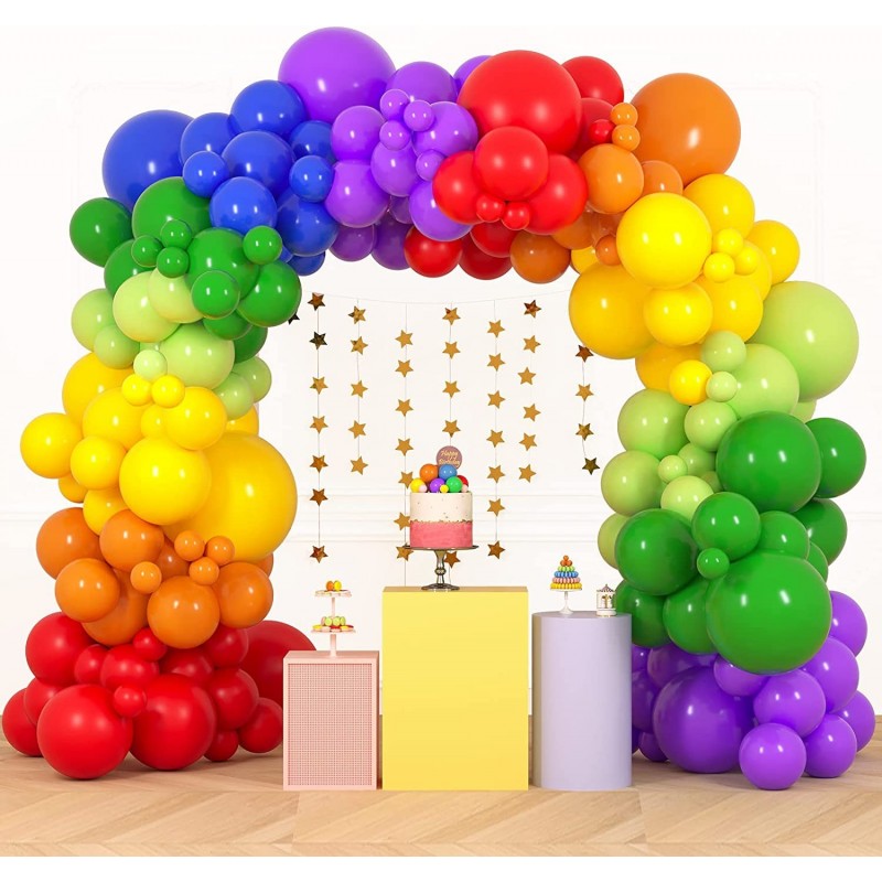 189pcs Rainbow Balloon Garland Arch Kit 7 Assorted Colors 5/12/18 Inch Latex Balloons for Birthday Party Baby Shower Wedding ...