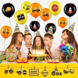 45 Pieces Construction Balloons 12 Inch Construction Birthday Party Decorations for Children Shower Dump Truck Birthday Party...