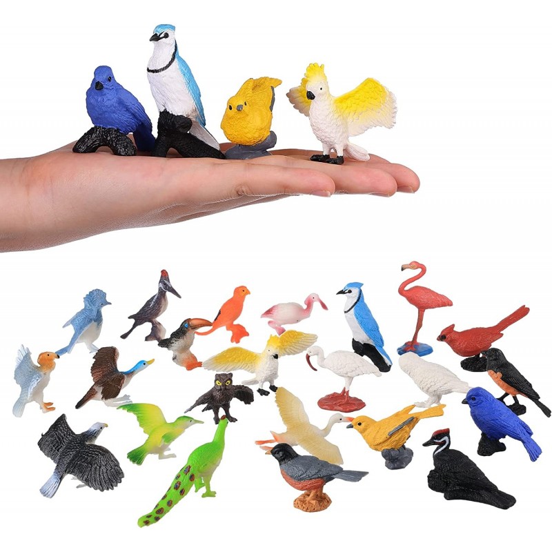 Birds Figurines 23pcs Realistic Eagle Parrot Robin Owl Toy Bird Fairy Garden Accessories Learning Educational Toys for Dollho...