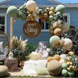 Sage Green Balloon Garland Arch Kit Jungle Safari Woodland Balloon Garland Arch Sage Green Brown Beige Gold Balloons for Baby...