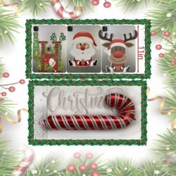 Christmas Party Decorations Set with Merry Christmas Banner Santa Claus Christmas Garland Arch Foil Balloons Red Green Latex ...