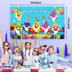 Baby Shark Birthday Decorations - Baby Shark Family Balloons Arch Garland Kit Happy Birthday Photography Backdrop Banner For ...