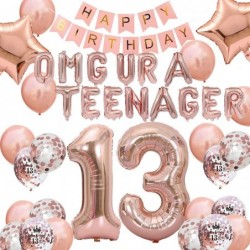 13th Birthday Decorations for Girl Rose Gold OMG UR A Teenager Balloons Birthday Banner Number 13 Birthday Foil Balloons Conf...