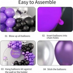 Purple Balloon Garland Kit 112 Pcs Black Purple Metallic Silver Balloon Arch Kits 5 10 12 18 Inch Latex Balloons for Hallowee...