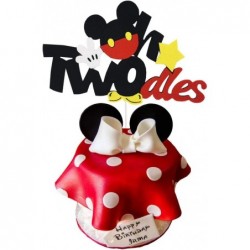 Oh Twodles Cake Topper Mickey Themed 2nd Birthday Cake Decor Second Birthday Party Supplies $15.39 Kids' Party Decorations