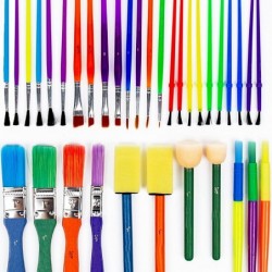 Paint Brushes -35 All Purpose Paint Brushes Value Pack – Includes 8 Different Types of Brushes Great with Watercolors Acrylic...