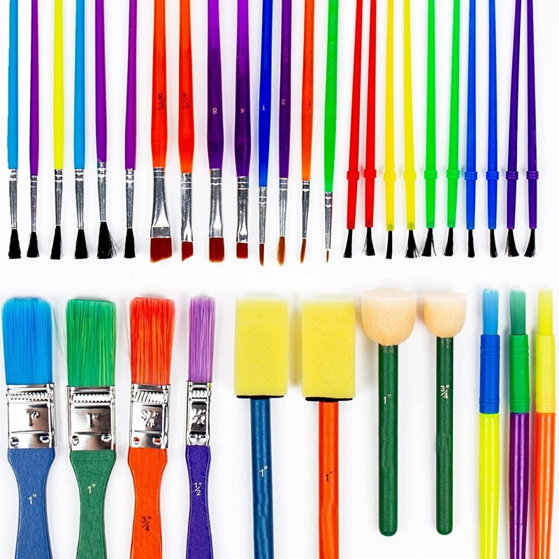 Paint Brushes -35 All Purpose Paint Brushes Value Pack – Includes 8 Different Types of Brushes Great with Watercolors Acrylic...