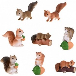 8 Pcs Squirrel Figures Animal Character Toys Cake Toppers Squirrel Fairy Garden Miniature Figurines Collection Playset Christ...