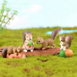 8 Pcs Squirrel Figures Animal Character Toys Cake Toppers Squirrel Fairy Garden Miniature Figurines Collection Playset Christ...