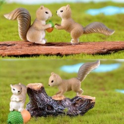 8 Pcs Squirrel Figures Animal Character Toys Cake Toppers Squirrel Fairy Garden Miniature Figurines Collection Playset Christ...