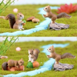 8 Pcs Squirrel Figures Animal Character Toys Cake Toppers Squirrel Fairy Garden Miniature Figurines Collection Playset Christ...