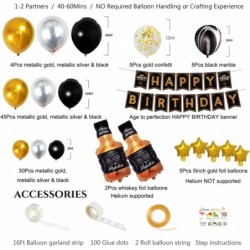 Whiskey Balloons Garland Arch Kit Silver Gold Black Latex Balloons Age to Perfection Whiskey Foil Balloons Happy Birthday Ban...