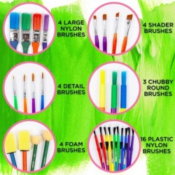 Paint Brushes -35 All Purpose Paint Brushes Value Pack – Includes 8 Different Types of Brushes Great with Watercolors Acrylic...