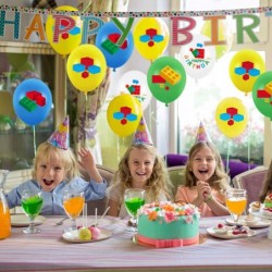 60 Pcs Building Block Birthday Party Supplies 12 Inch Building Blocks Latex Balloons Building Brick Balloons for Baby Boy Tod...