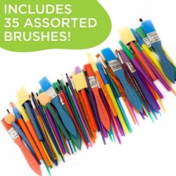 Paint Brushes -35 All Purpose Paint Brushes Value Pack – Includes 8 Different Types of Brushes Great with Watercolors Acrylic...