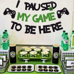 I Paused My Game To Be Here Banner Glitter Gamer Theme Party Decoration Sign Kids Children Boys Video Game Birthday Parties S...