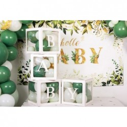 Sage Green Neutral Baby Shower Decorations Safari Theme Boxes with Letters Woodland Jungle Balloon Garland Arch Kit Rustic Pa...