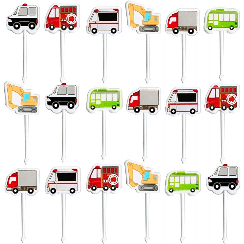 Vehicle Food Picks for Kids – 18-pcs Transport Vehicle Food Bento Picks Lunch Box Decoration for Kids and Toddlers – Automobi...